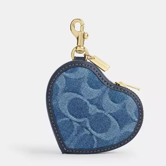 Coach Handbags - Coach Heart Bag Charm In Signature Denim